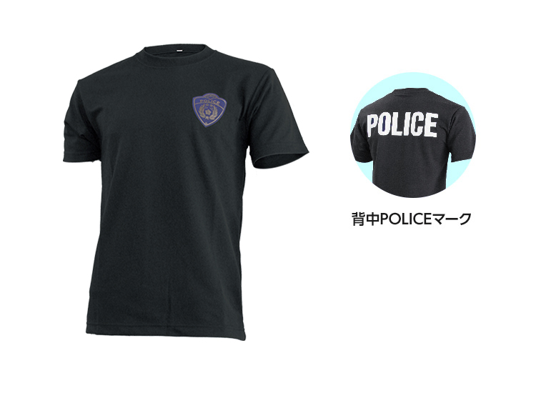 警察官用Tシャツ（クルーネック 全国共通マーク ブラック）